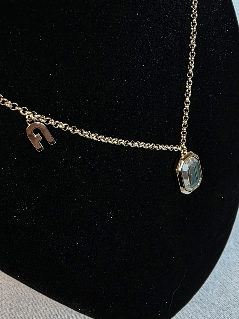 Furla Octagonal Green Logo Necklace - Picture 4 of 8